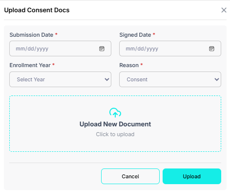 A screenshot of a upload documentDescription automatically generated